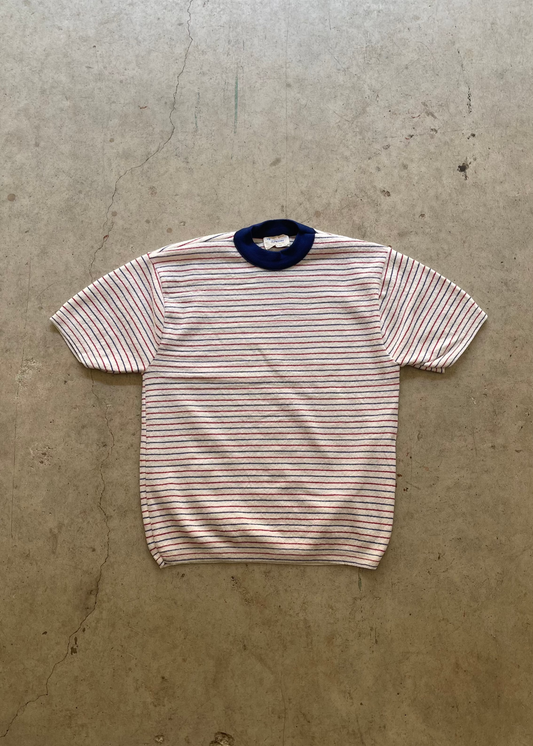 1980S SEARS WHITE STRIPPED TEE - M