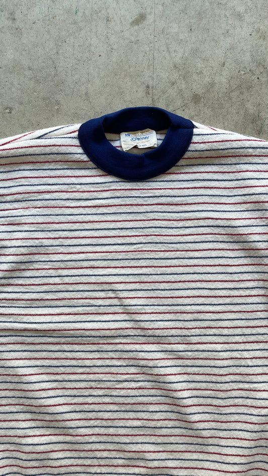 1980S SEARS WHITE STRIPPED TEE - M
