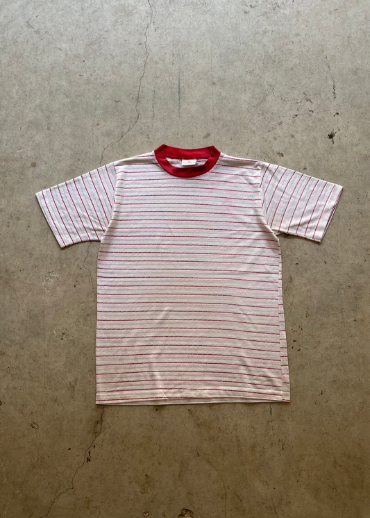 1990S RED STRIPED TEE - L