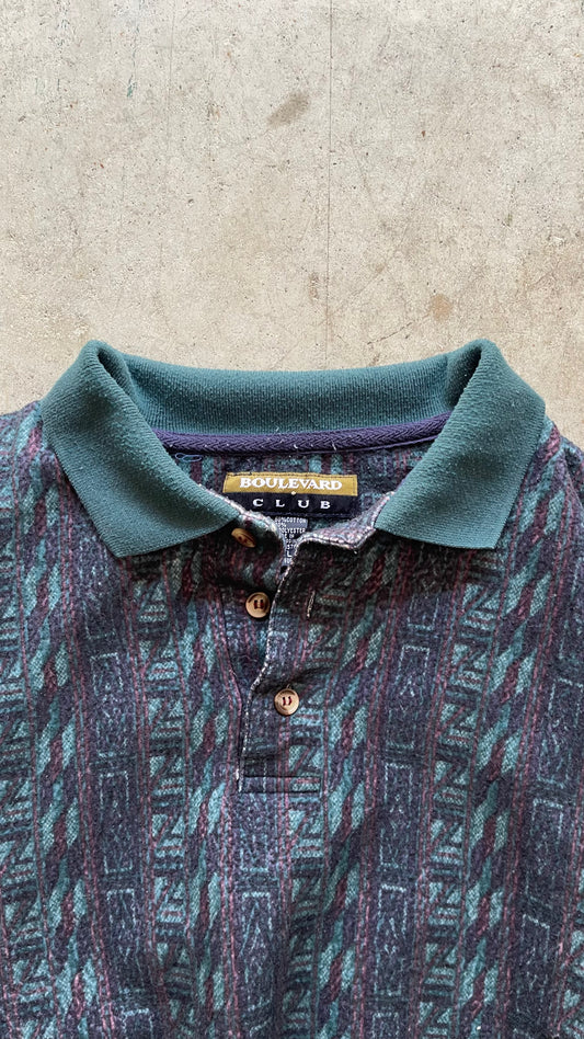 1990S AZTEC BUTTON UP SWEATSHIRT - L