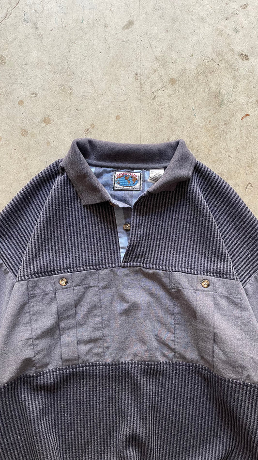 1990S PATTERNED BUTTON UP SWEATSHIRT - L