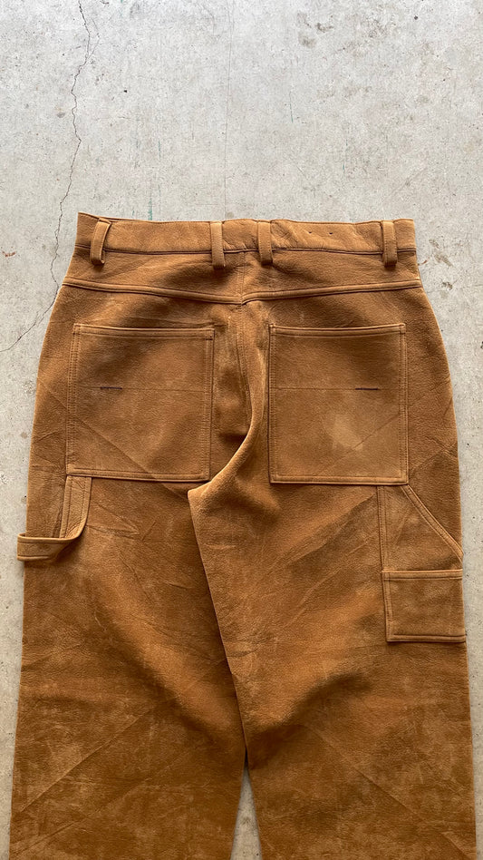 2000S WIDE LEG CARPENTER WORKWEAR SUEDE PANTS -34X32