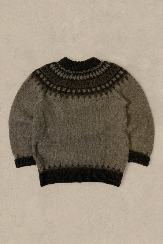 1990S - BEIGE/BROWN WOOL SWEATER - L