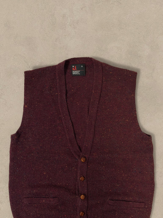1990S - BURGUNDY WOOL VEST - S