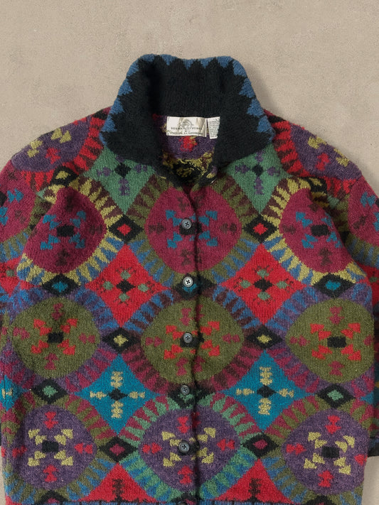 1990S - PATTERNED SWEATER - L