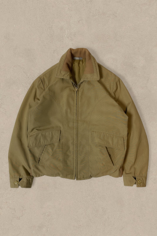 1990S - CREAM BOMBER FLIGHT JACKET - M