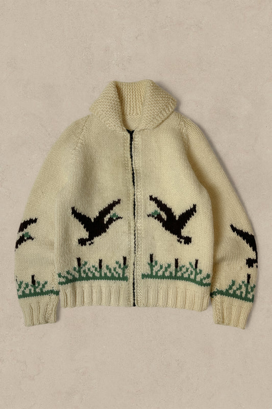 1990S - COWICHAN DUCK WOOL SWEATER - M