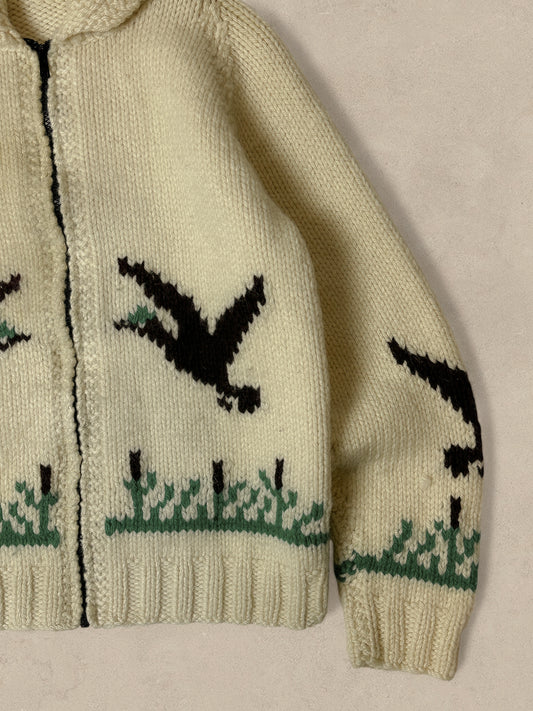 1990S - COWICHAN DUCK WOOL SWEATER - M