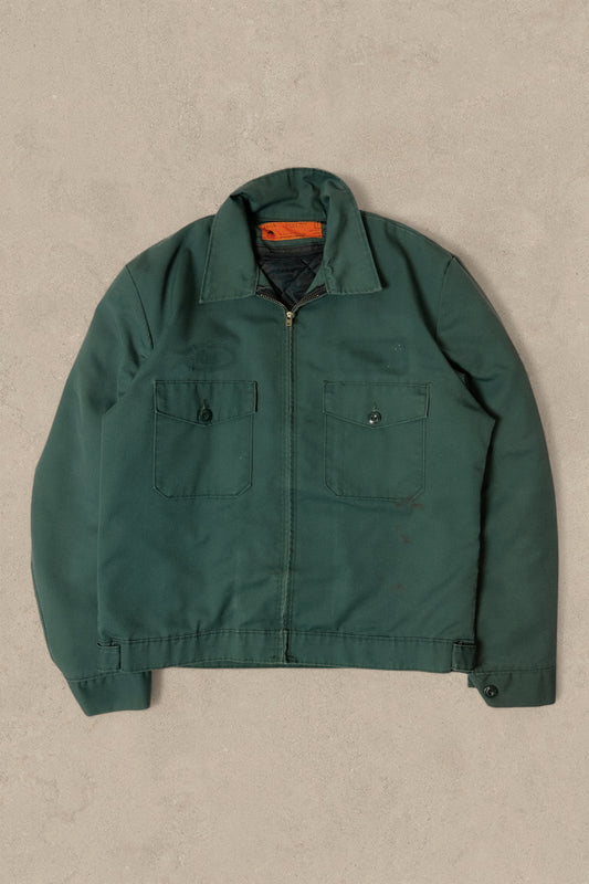 1990S - GREEN WORK WEAR JACKET CROPPED - L