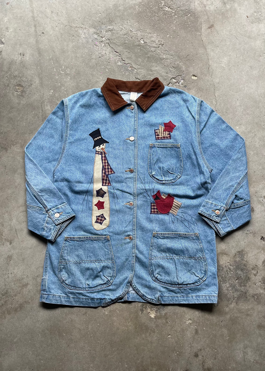 1990S LIGHT DENIM BARN JACKET - L