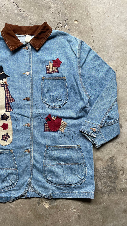 1990S LIGHT DENIM BARN JACKET - L