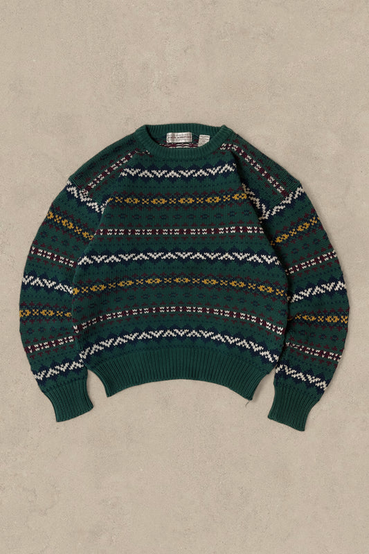1990S - GREEN/YELLOW SWEATER - M