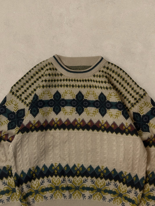 1990S - BROWN/YELLOW SWEATER - M
