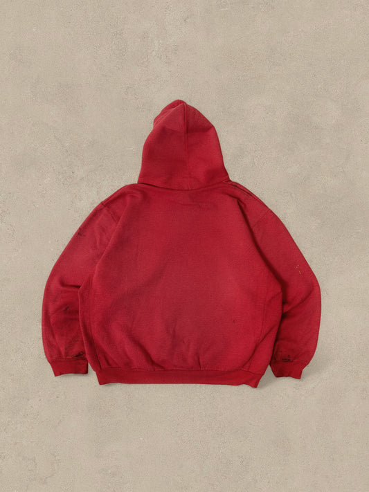 1980S - RED SUNFADED HOODIE - L