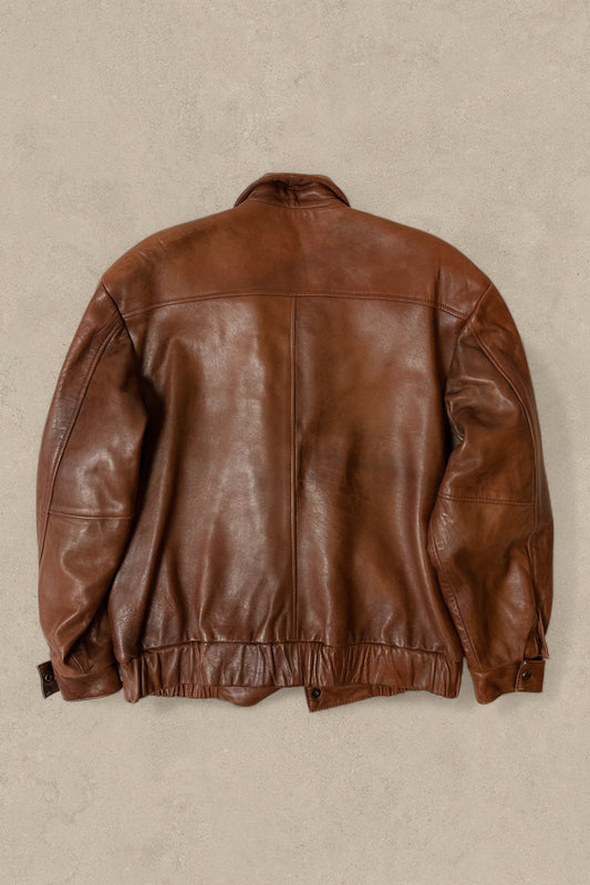 1990S - CARAMEL LEATHE JACKET - XL (42)