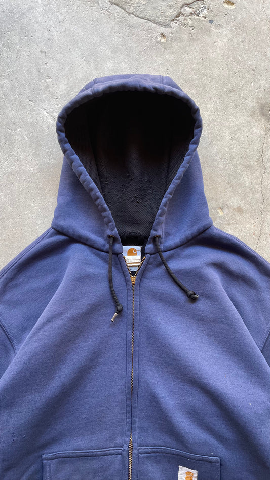 1990S DISTRESSED SUN FADED CARHARTT ZIP HOODIE - XL