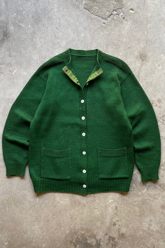 1990S KNIT CARDIGAN SWEATER GREEN - L