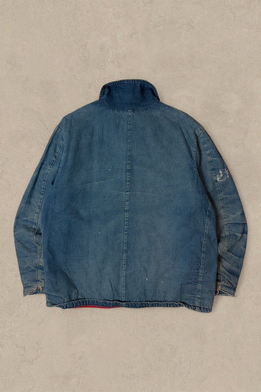 1990S - DISTRESSED KEY IMPERIAL DENIM BARN JACKET - L