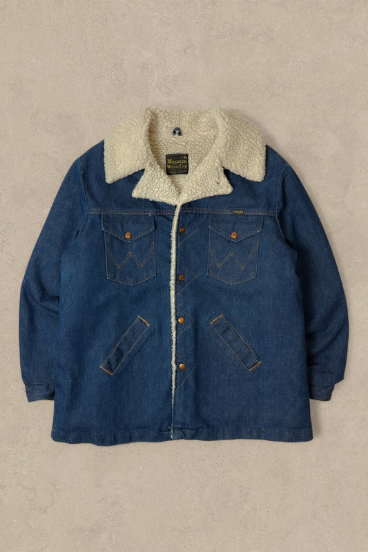 1990S - DENIM WRANGLER WRANGE COAT JACKET - XL