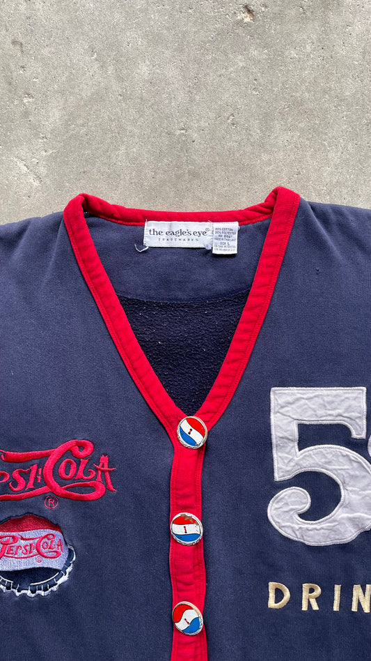 1990S PEPSI COLA CARDIGAN SWEATER RED/NAVY - L