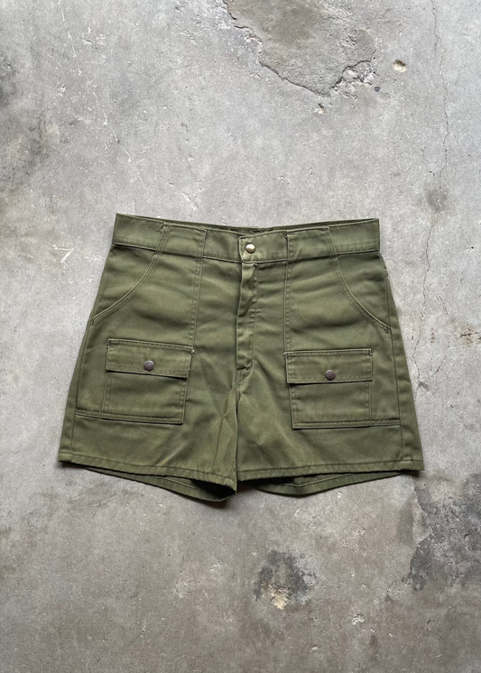 1990S BOY SCOUT TWO POCKET SHORTS KHAKI - 34