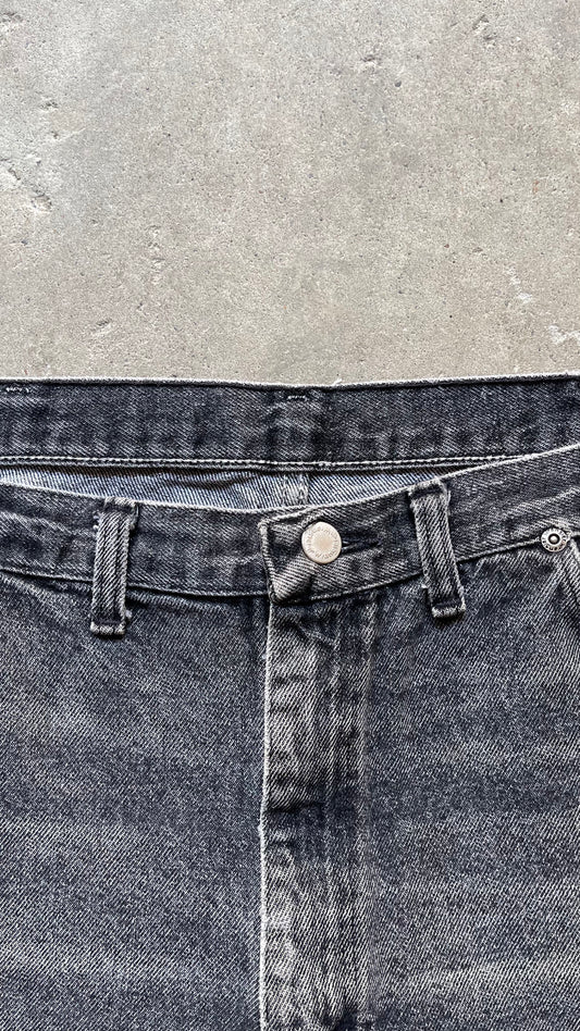 1990S WRANGLER FADED CHOPPED DENIM SHORTS - 36