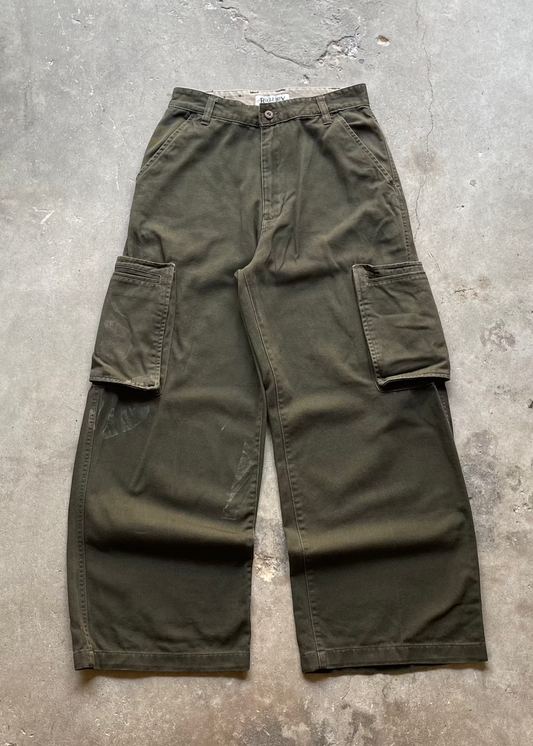1990S BUGLE BOY CARGO BAGGY PANTS GREEN - 28 x 28 - 28X30