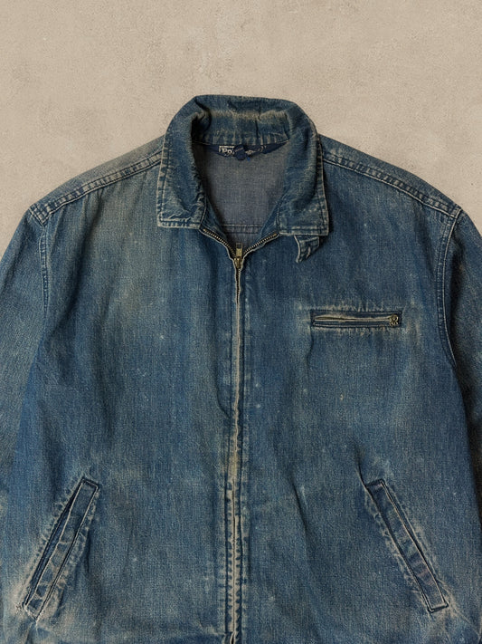 1980S - DISTRESSED POLO RALPH LAUREN DENIM JACKET - S
