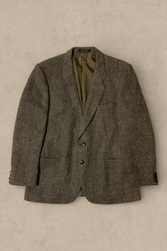1990S - BROWN TWEED SPORT BLAZER - L/XL