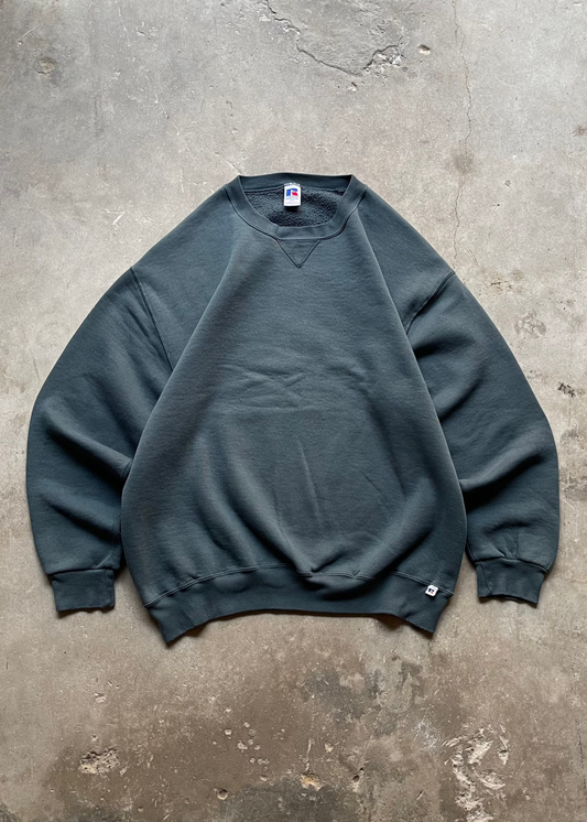 1990S RUSSELL ATHLETICS BLANK GREEN CREW - XLT