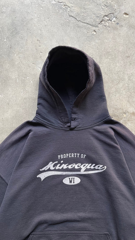 1990S PROPERTY OF MINOCQUA WISCONSIN HOODIE FADED - XXL