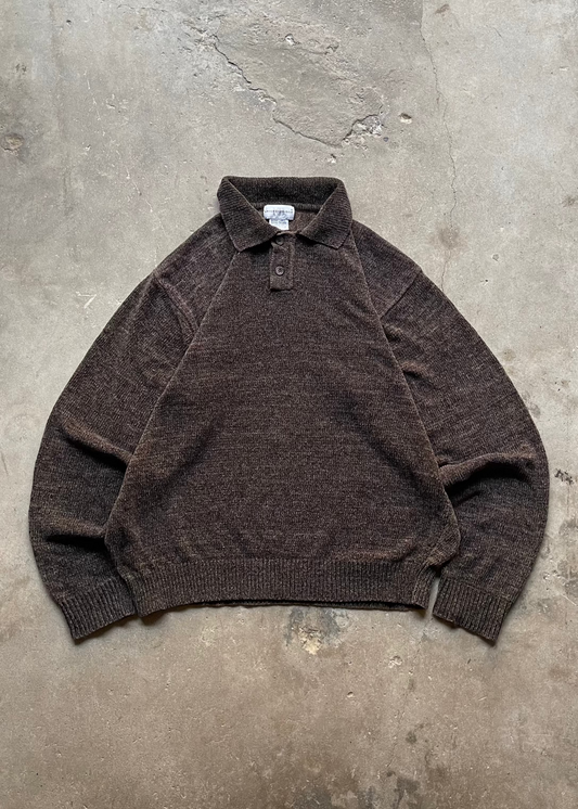 2000S BASIC COLLARED SWEATER BROWN - XL