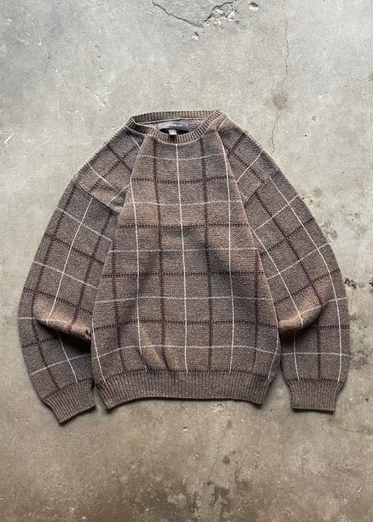 2000S PATTERENED SWEATER BEIGE/BROWN - M