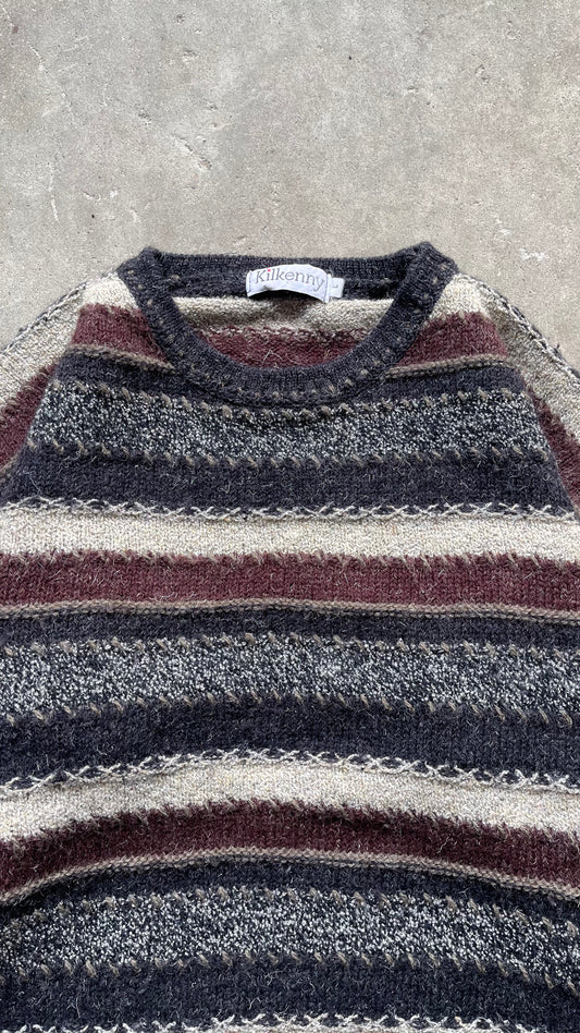 1990S STRIPED SWEATER NAVY/CREAM - L