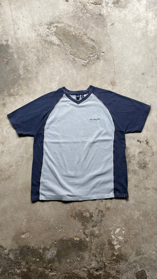 1990S GAP ATHLETICS V NECK TEE - XL