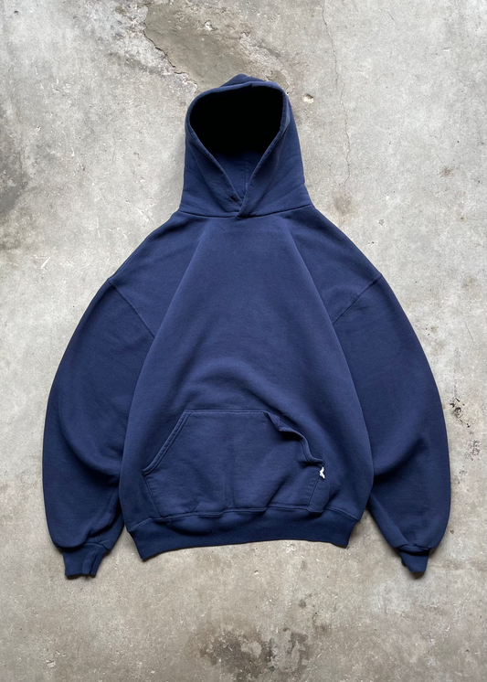 1990S RUSSELL ATHLETICS BLANK NAVY HOODIE - XL