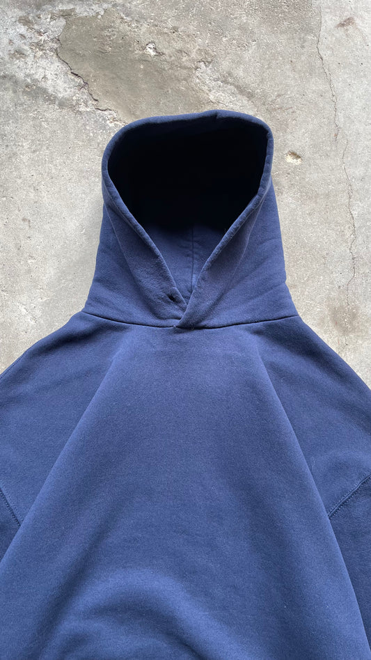 1990S RUSSELL ATHLETICS BLANK NAVY HOODIE - XL