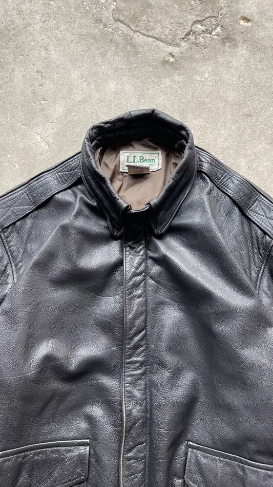 1990S L.L BEAN BOMBER FLIGHT A-2 LEATHER JACKET - L