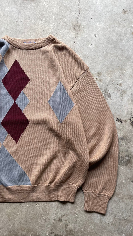 1990S PENDELTON ARGYLE KNIT SWEATER - L
