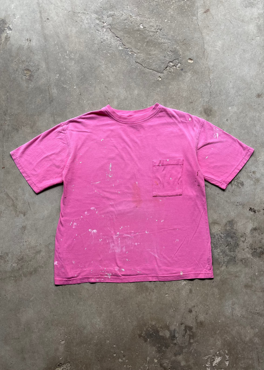 1990S PAINT SPLATTER POCKET TEE PINK - XL