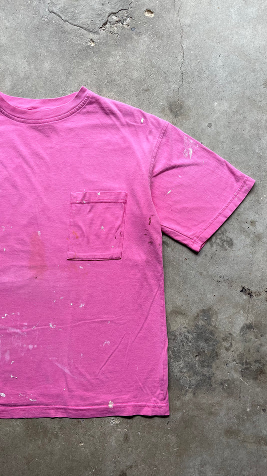 1990S PAINT SPLATTER POCKET TEE PINK - XL