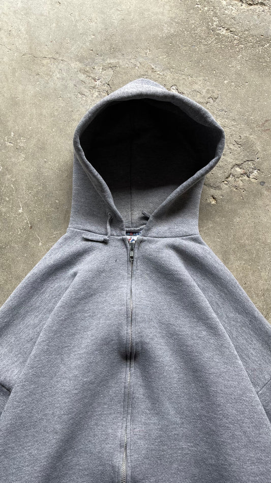 1990S BLANK ZIP HOODIE GREY - XL