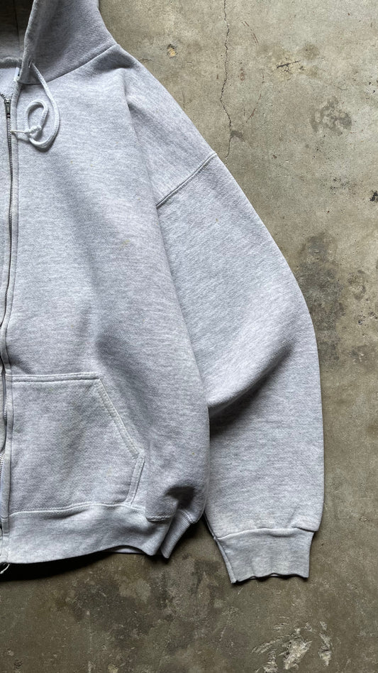 1990S BLANK GREY ZIP HOODIE - XL