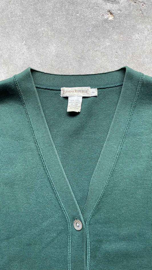 1990S BANANA REPUBLIC CARDIGAN SWEATER GREEN - M