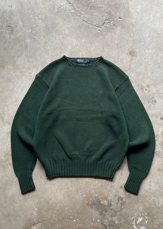 1990S POLO RALPH LAUREN GREEN SWEATER - XL