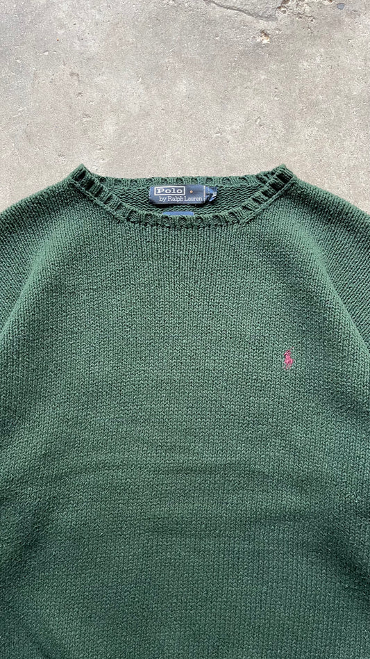 1990S POLO RALPH LAUREN GREEN SWEATER - XL