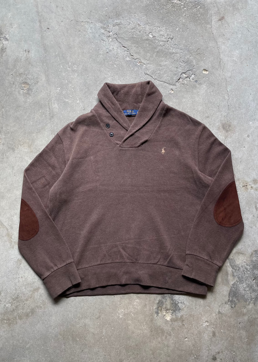 2000S POLO RALPH LAUREN JERSEY SHAWL SWEATER - L