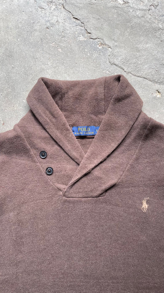 2000S POLO RALPH LAUREN JERSEY SHAWL SWEATER - L
