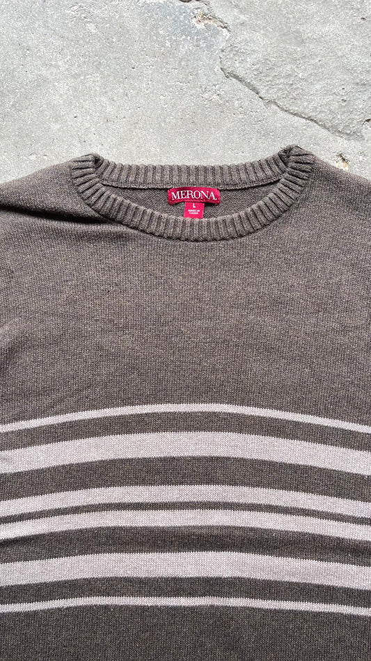 2000S MERONA STRIPED SWEATER BROWN - L