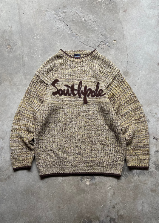 2000S SOUTHPOLE KNIT SWEATER BROWN - L